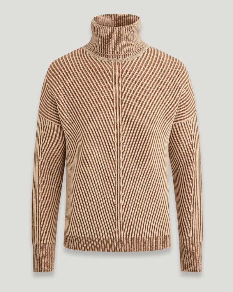 Belstaff Centenary Rollkragenpullover für Damen Wool Cashmere Blend Kreideweiß/Korkbraun Kreideweiß