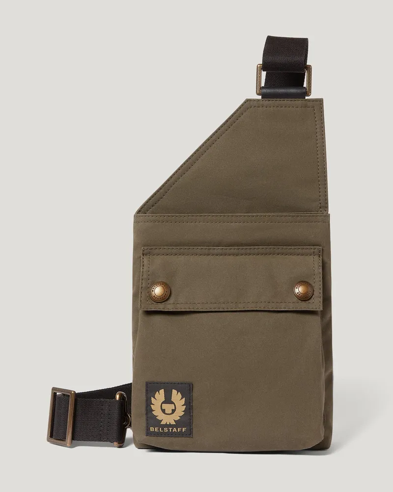 Belstaff Trialmaster Umhängetasche Unisex's Waxed Cotton Grün Verblasstes