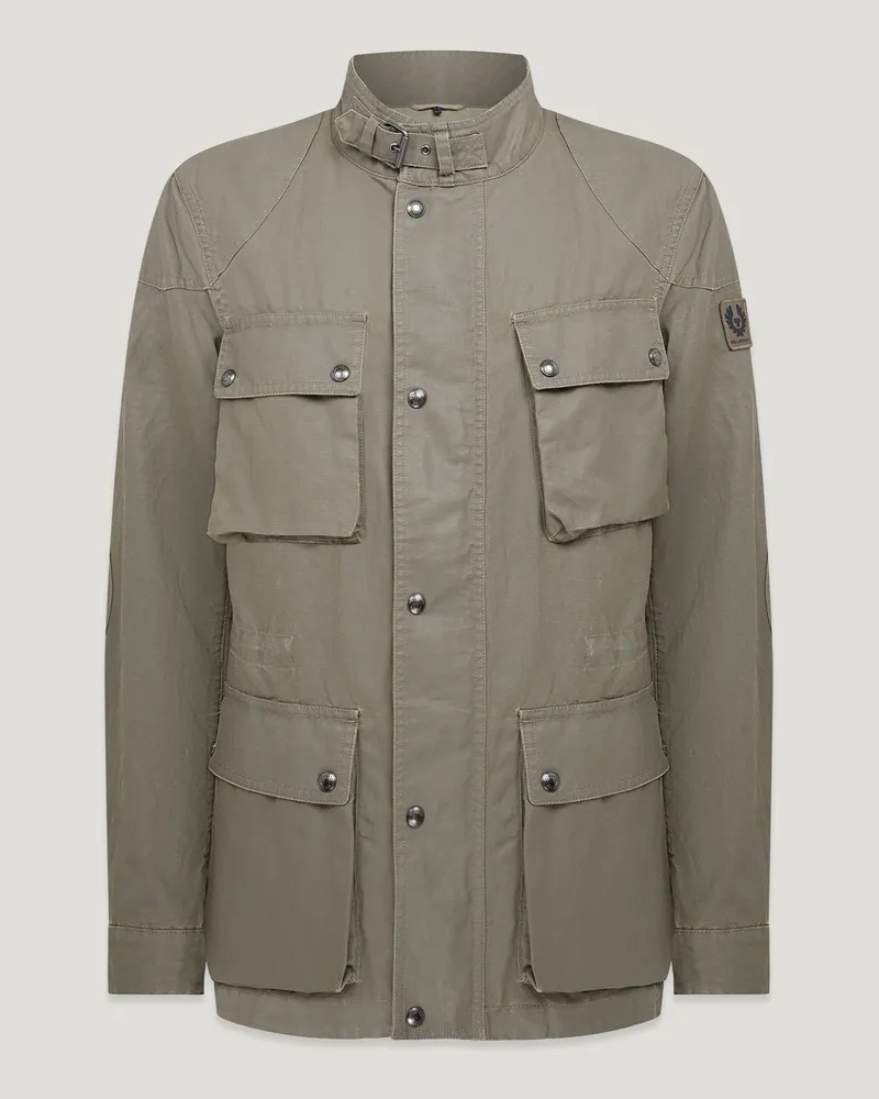 Belstaff Fieldmaster Jacke für Herren Uniform Coated Linen Dunkles Bimssteingrau/Sandbraun Dunkles
