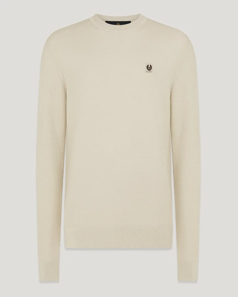 Belstaff Drift Rundhalspullover für Herren Cotton Silk Blend Steinbeige Steinbeige