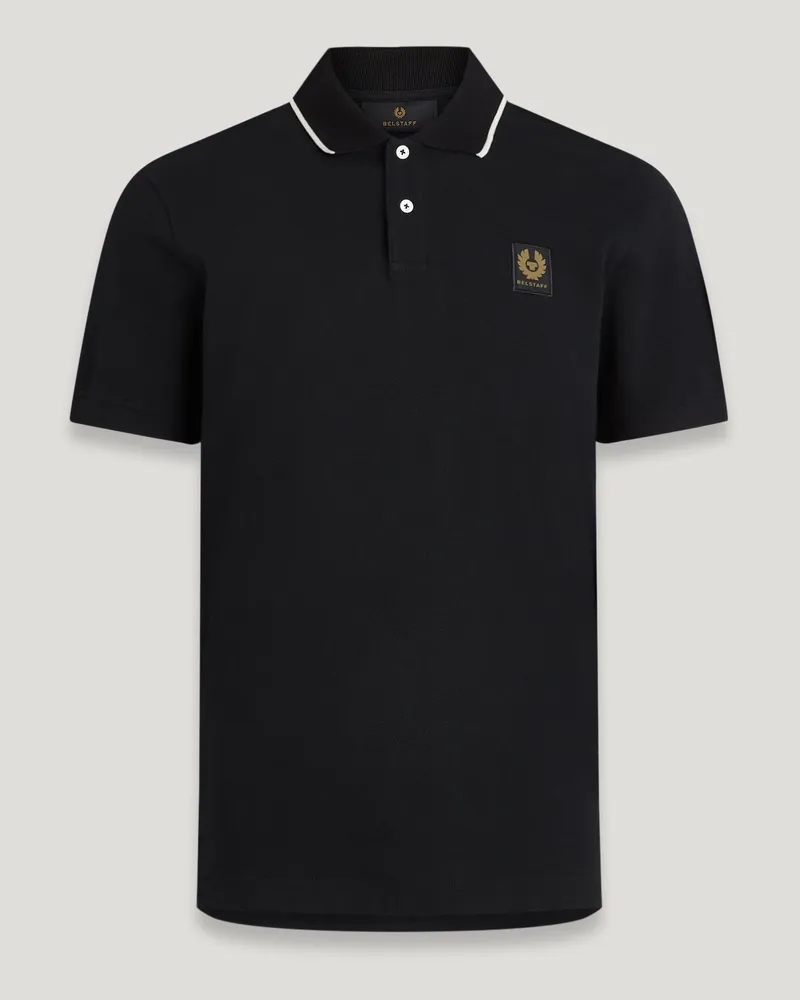 Belstaff Tipped Polohemd für Herren Cotton Pique Schwarz Schwarz