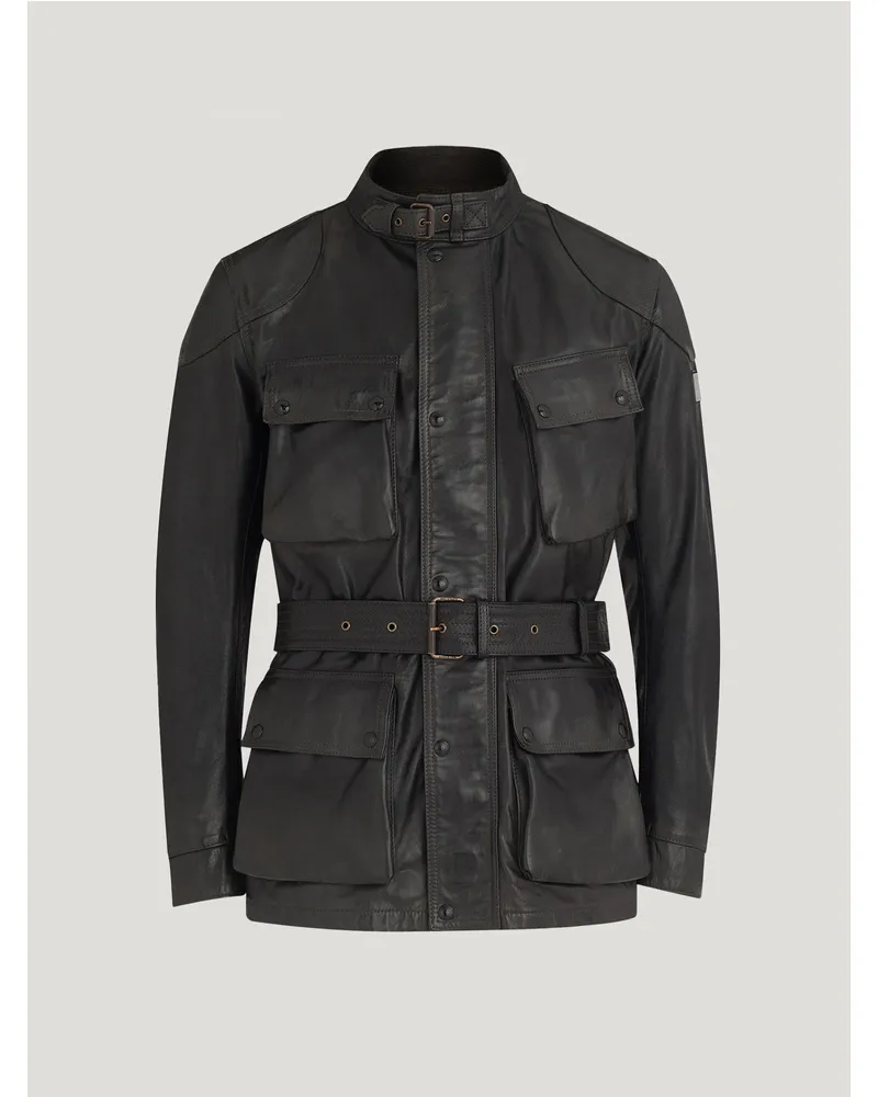 Belstaff Legacy Trialmaster Panther Jacke für Herren Hand Waxed Leather Antik-Schwarz Antik-schwarz