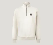Sweatshirt Mit Viertelreißverschluss für Herren Cotton Fleece Weiß