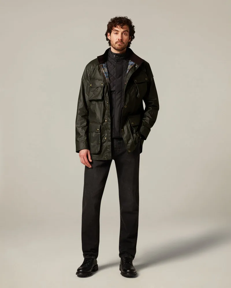 Belstaff Trailmaster Ikonnen Jacke für Herren Waxed Cotton Grün Verblasstes