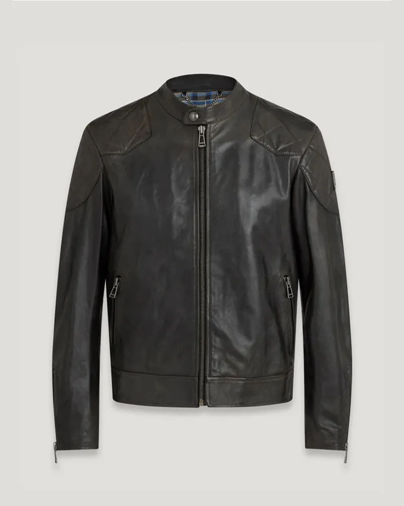 Belstaff Outlaw Jacke für Herren Hand Waxed Leather Schwarz Schwarz