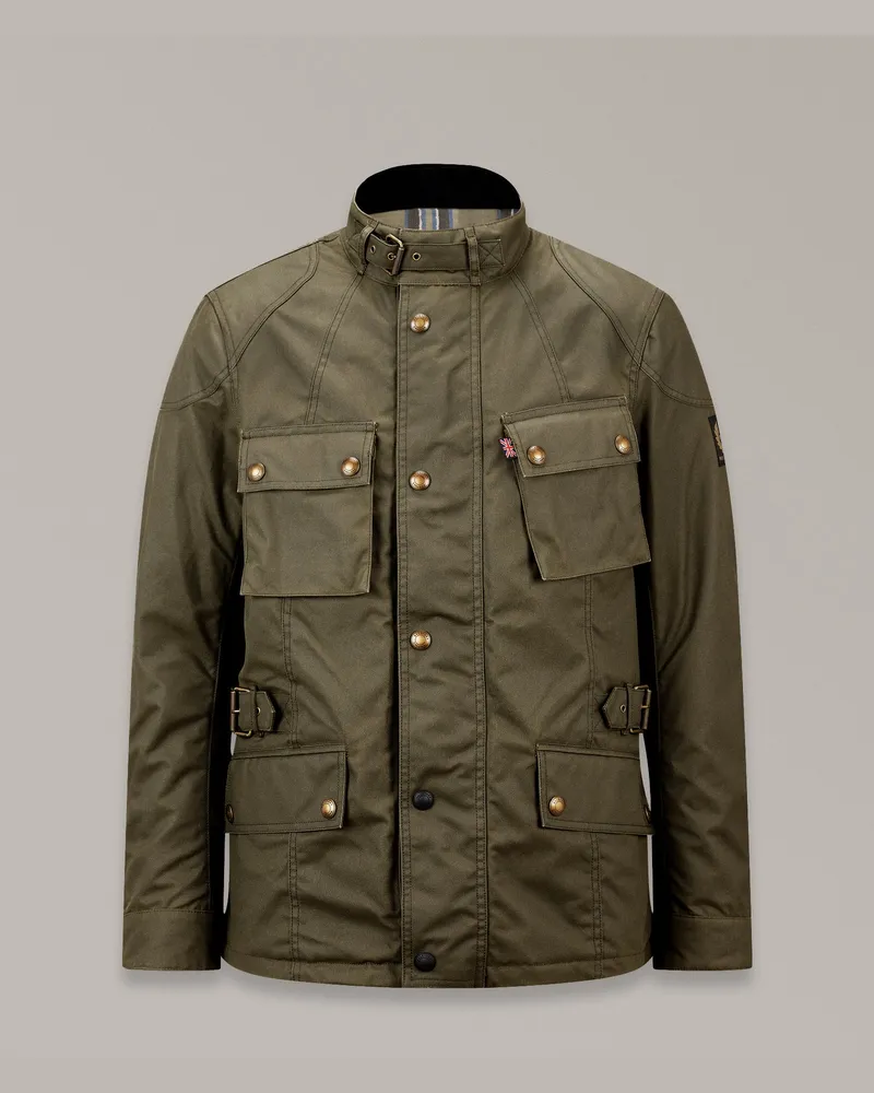 Belstaff Crosby Motorradjacke für Herren Waxed Cotton Waldgrün Waldgrün