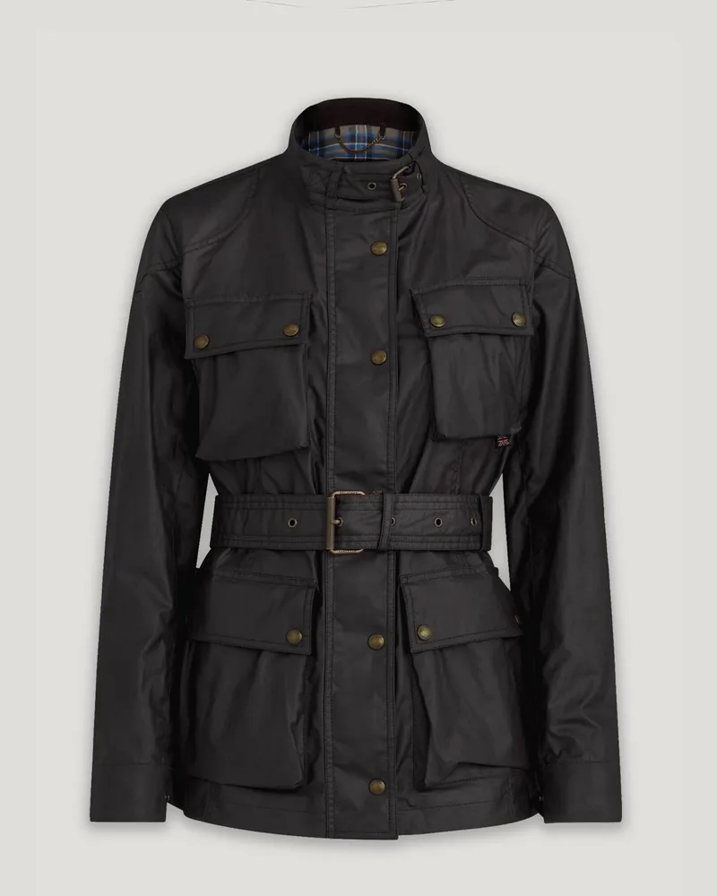 Belstaff Trialmaster Jacke für Damen Waxed Cotton Grün 48 