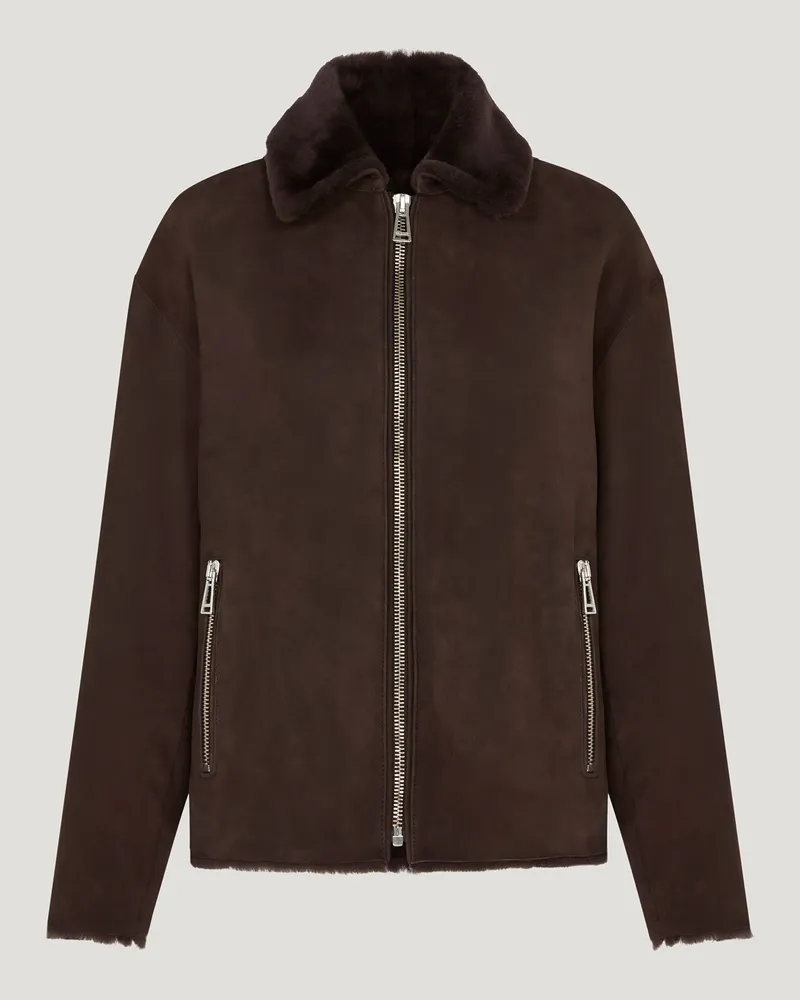 Belstaff Solder Jacke für Damen Merino Shearling Kastanienbraun Kastanienbraun