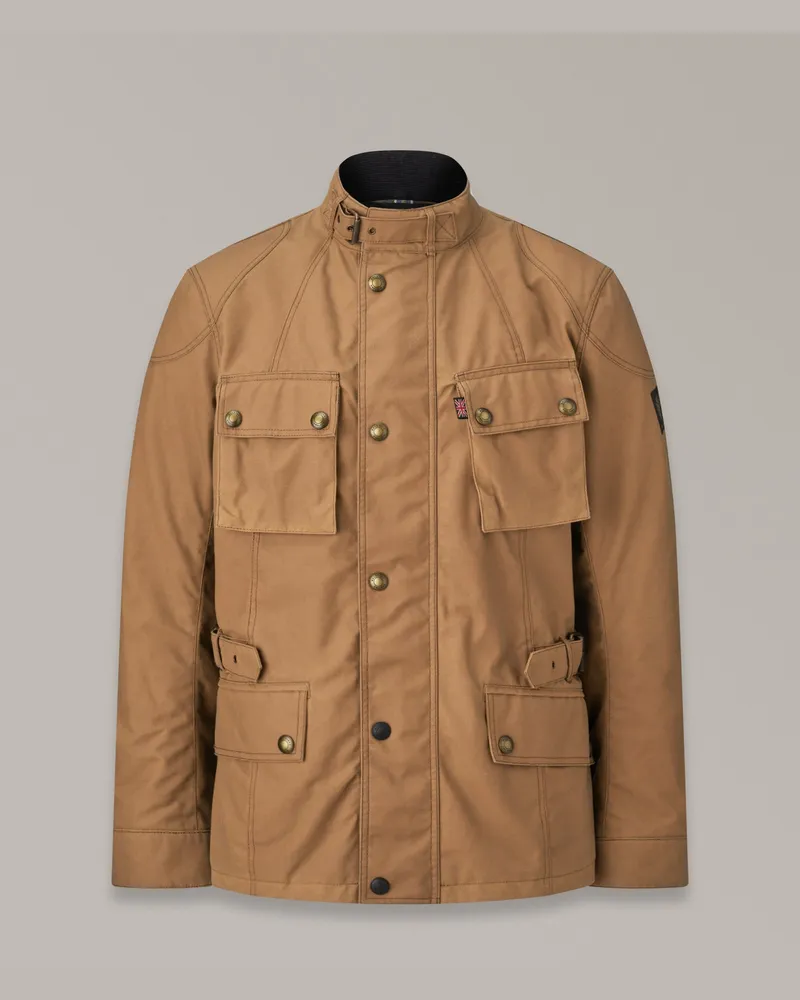 Belstaff Crosby Motorradjacke für Herren Waxed Cotton Sandbraun Sandbraun