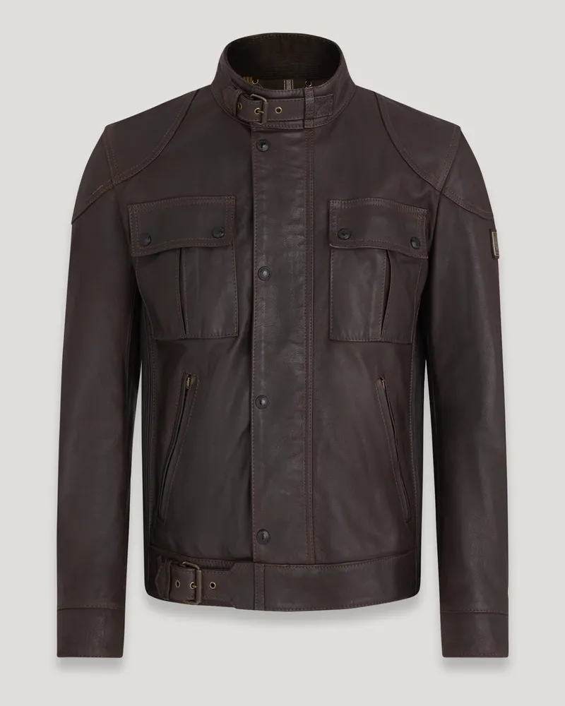 Belstaff Legacy Gangster Jacke für Herren Hand Waxed Leather Antik-Braun Antik-braun