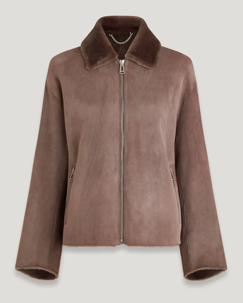 Belstaff Solder Jacke für Damen Merino Shearling Treibholzbraun Treibholzbraun