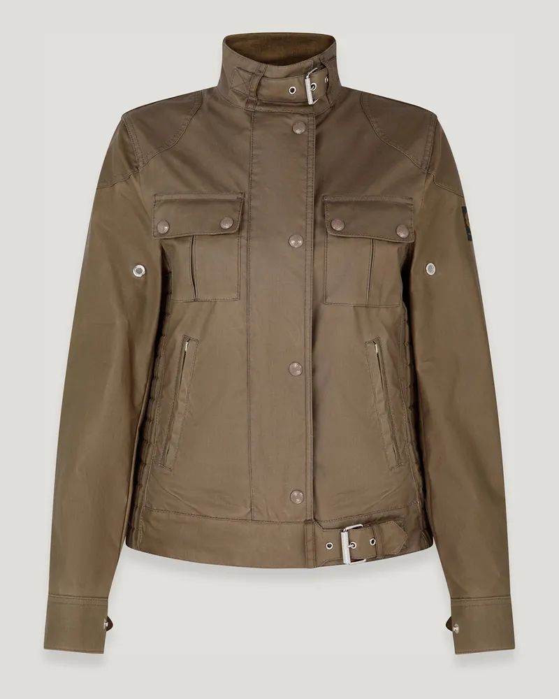 Belstaff Gangster Jacke für Damen Waxed Cotton Dunkles Bimssteingrau Dunkles