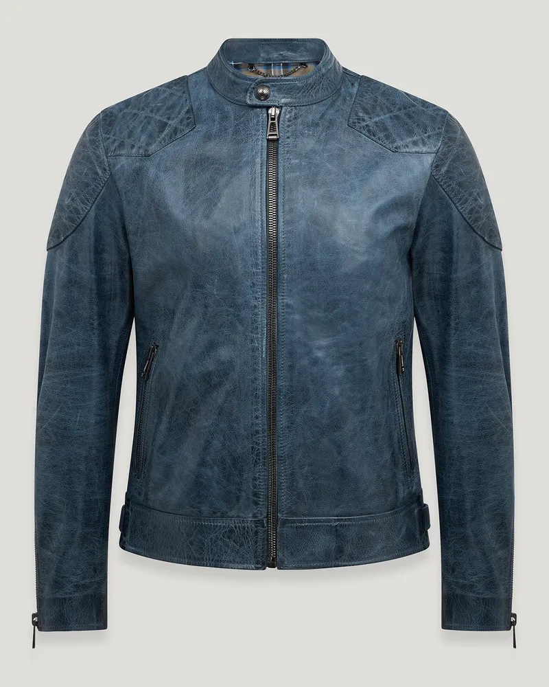 Belstaff Outlaw Jacke für Herren Hand Waxed Leather Insignien-Blau Insignien-blau