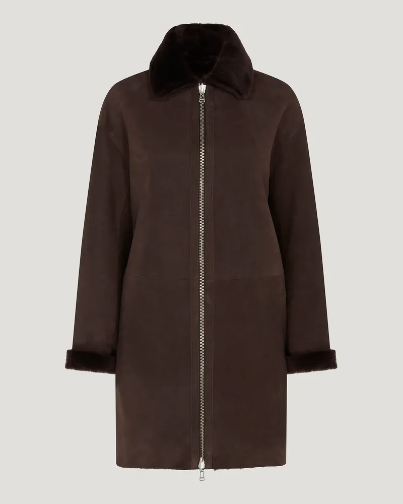 Belstaff Spelter Mantel für Damen Merino Shearling Kastanienbraun Kastanienbraun