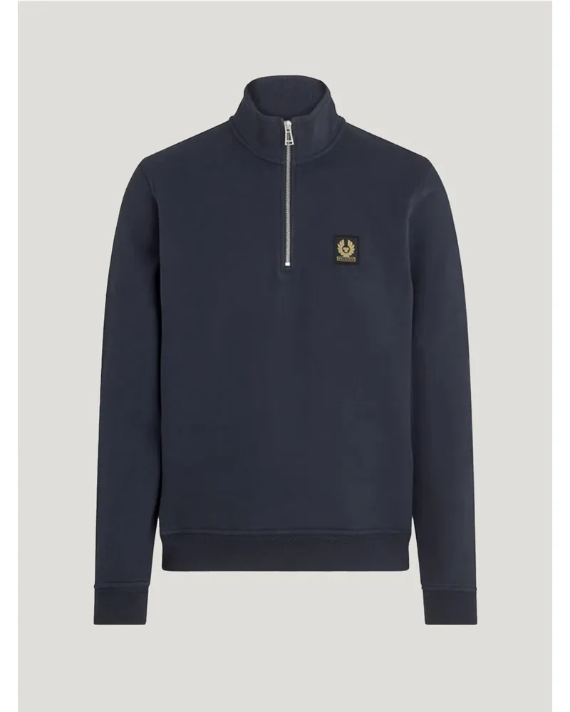 Belstaff Sweatshirt Mit Viertelreißverschluss für Herren Cotton Fleece Dunkles Tintenblau Dunkles