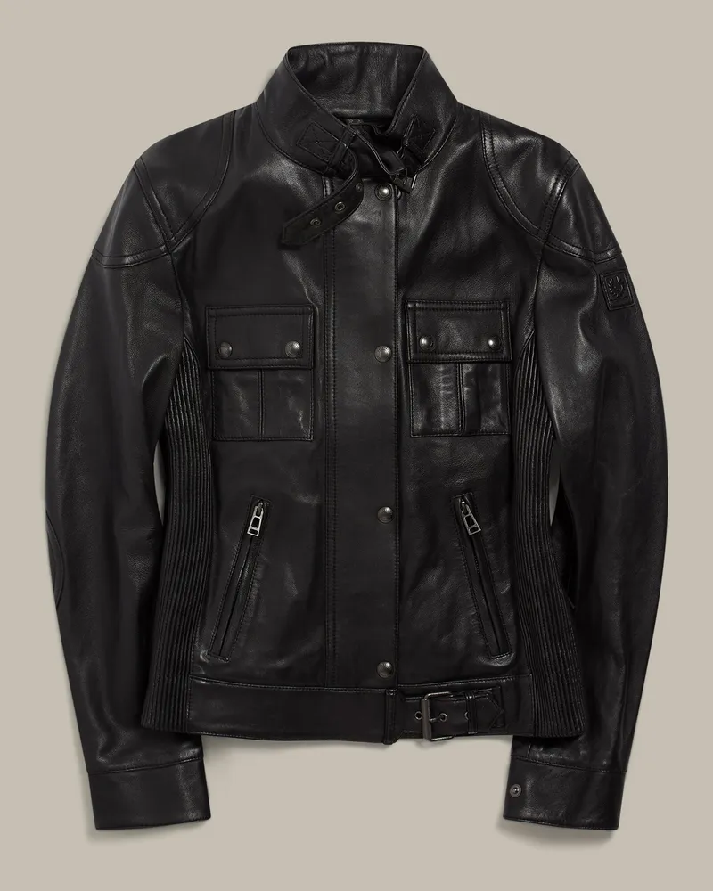 Belstaff Gangster Ikonen Jacke für Damen Nappa Leather Schwarz Schwarz