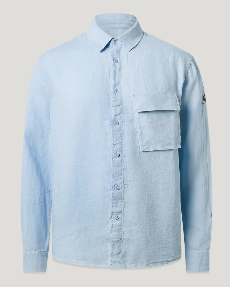 Belstaff Scale Hemd für Herren Garment Dyed Linen Hellblau Himmelblau