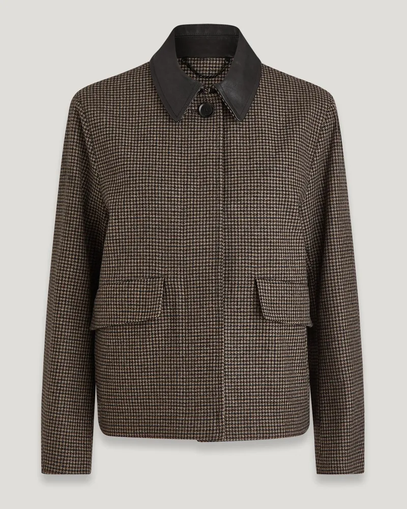 Belstaff Steel Jacke für Damen Wool Blend Gebranntes Eichenbraun mit Hahnentrittmuster Gebranntes