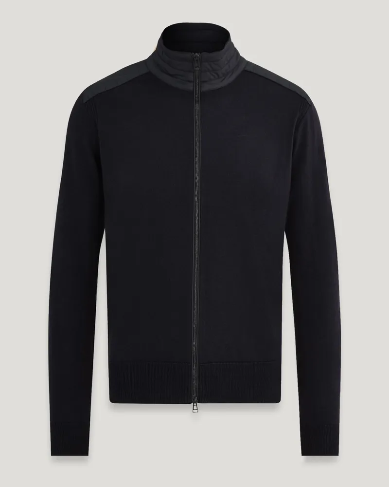 Belstaff Kelby Cardigan Mit Reißverschluss für Herren Merino Wool Schwarz Schwarz