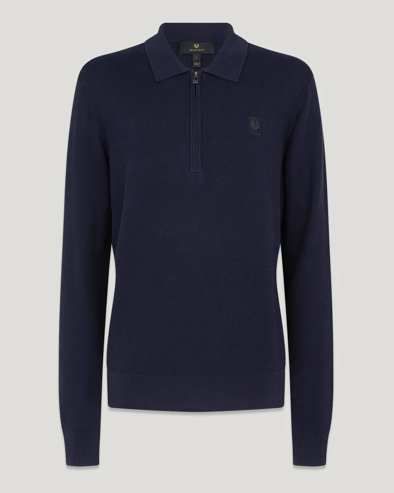 Belstaff Drift Strick-polohemd für Herren Cotton Silk Blend Dunkles Tintenblau Dunkles