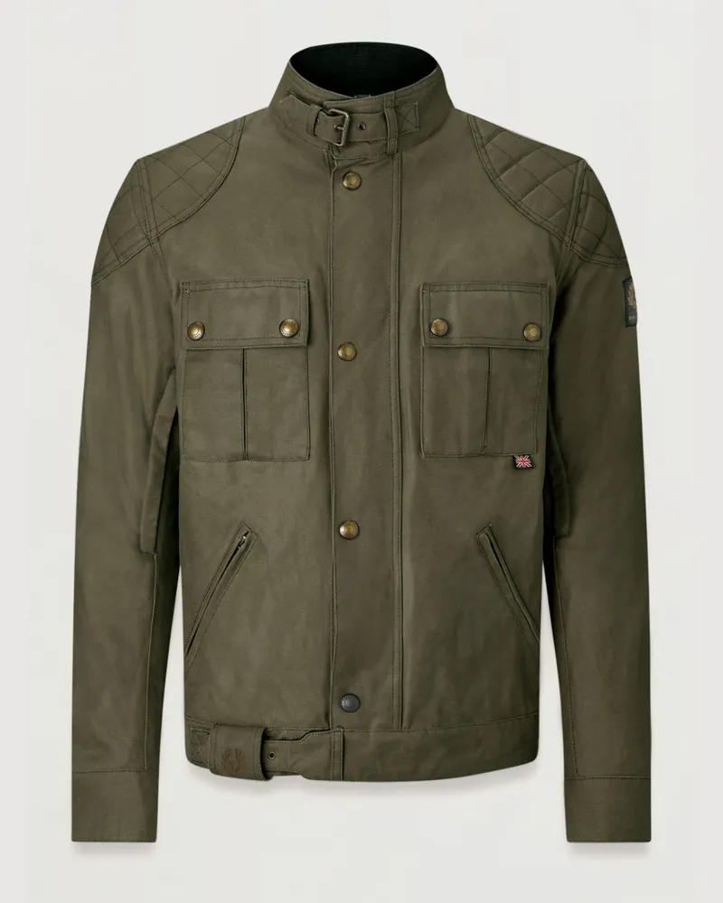 Belstaff Brooklands Motorradjacke für Herren Waxed Cotton Olivgrün 4XL 