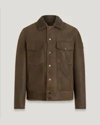 Belstaff Piston Jacke für Herrenalian Merino Shearling  M Clay