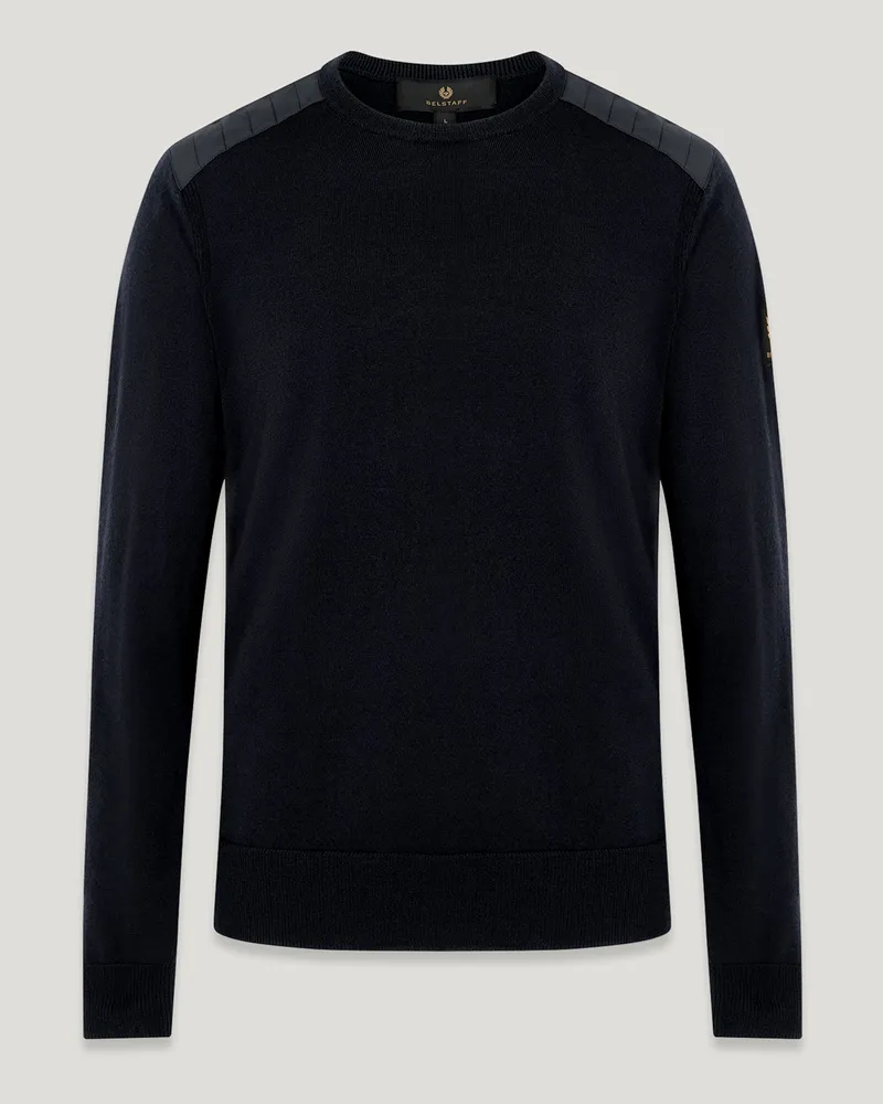 Belstaff Kerrigan Rundhalspullover für Herren Merino Wool Schwarz S 