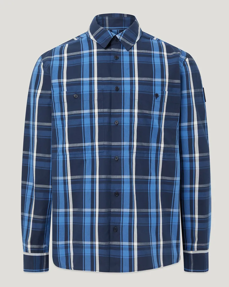 Belstaff Fleet Hemd für Herren Cotton Check Dunkles Dunkelblau Dunkles