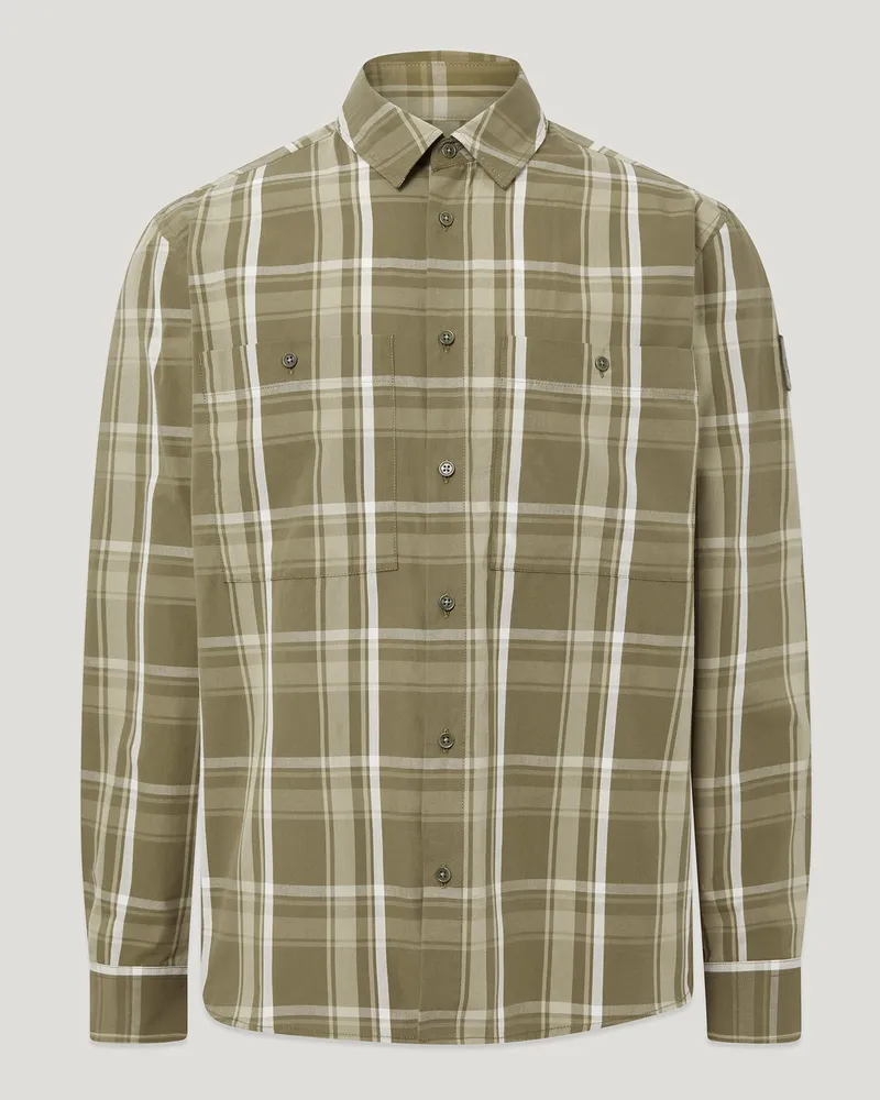 Belstaff Fleet Hemd für Herren Cotton Check Dunkelgrün Tarngrün