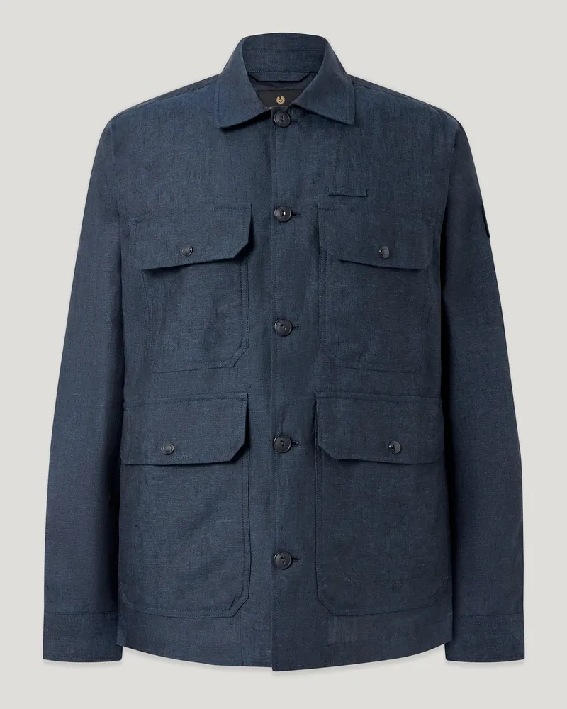 Belstaff Forge Jacke für Herren Tumbled Melange Linen Dunkles Dunkelblau Dunkles