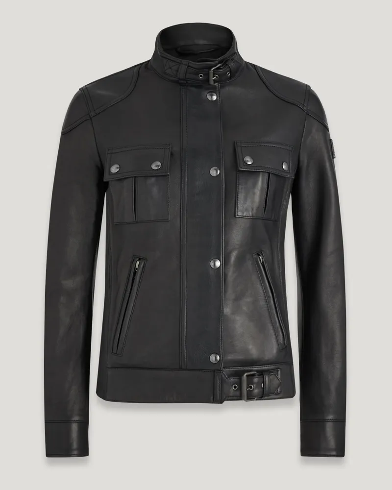 Belstaff Gangster Jacke für Damen Nappa Leather Schwarz Schwarz