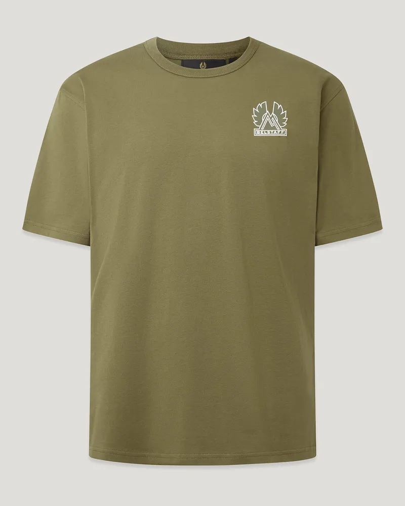 Belstaff Mountain Logo T-shirt für Herren Cotton Jersey Olivgrün 2XL 
