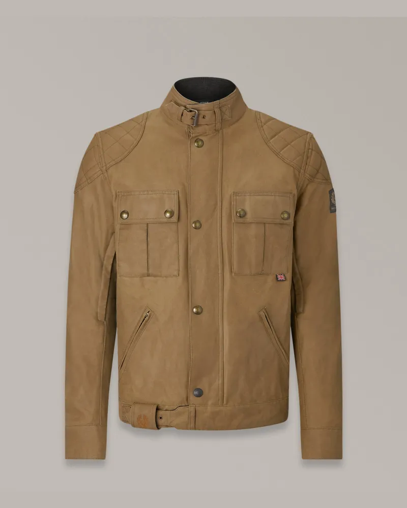 Belstaff Brooklands Motorradjacke für Herren Waxed Cotton Sandbraun Sandbraun