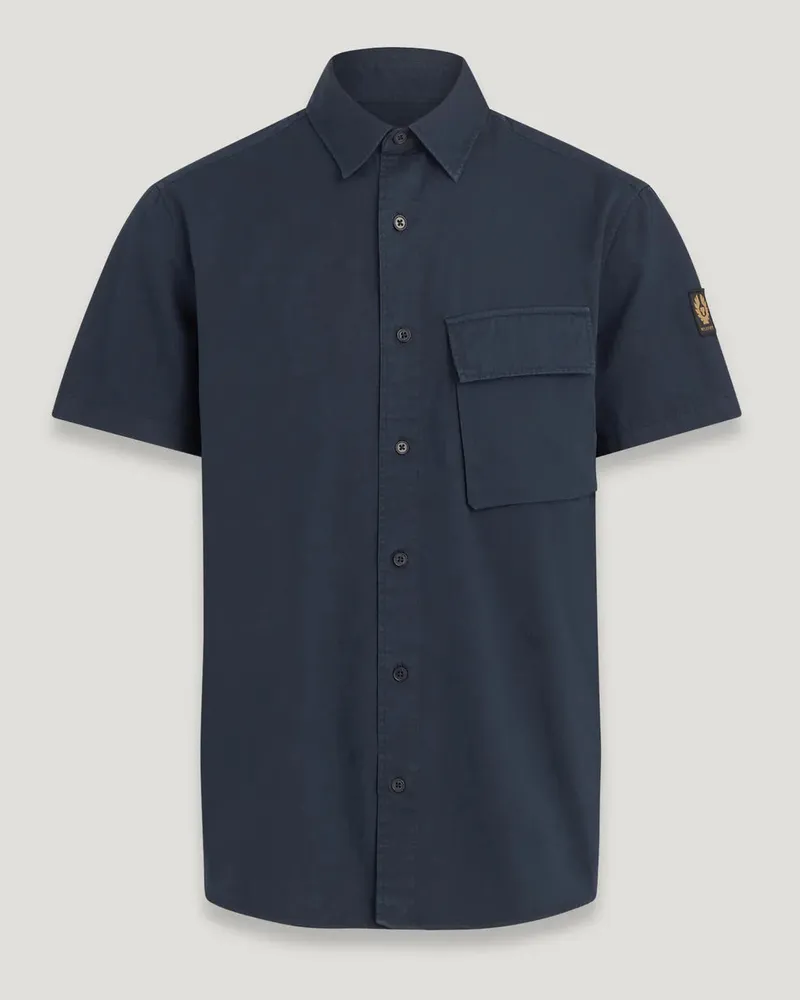 Belstaff Scale Kurzarmhemd für Herren Garment Dye Cotton Dunkles Dunkelblau Dunkles