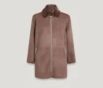 Spelter Mantel für Damen Merino Shearling Treibholzbraun