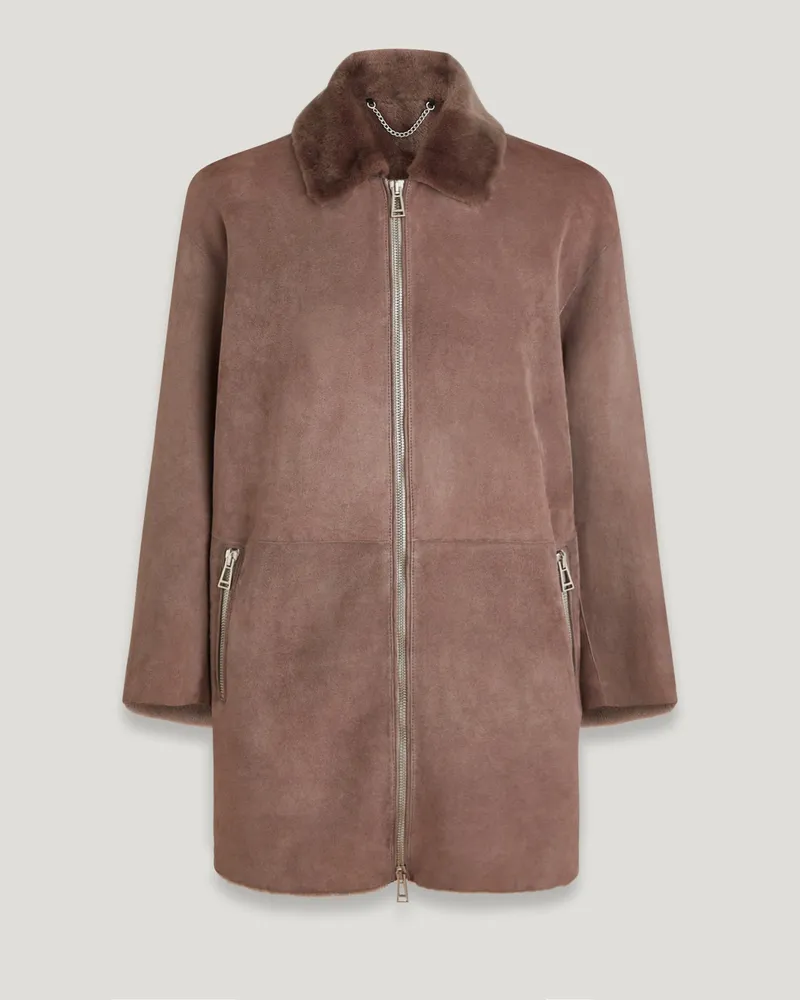 Belstaff Spelter Mantel für Damen Merino Shearling Treibholzbraun Treibholzbraun