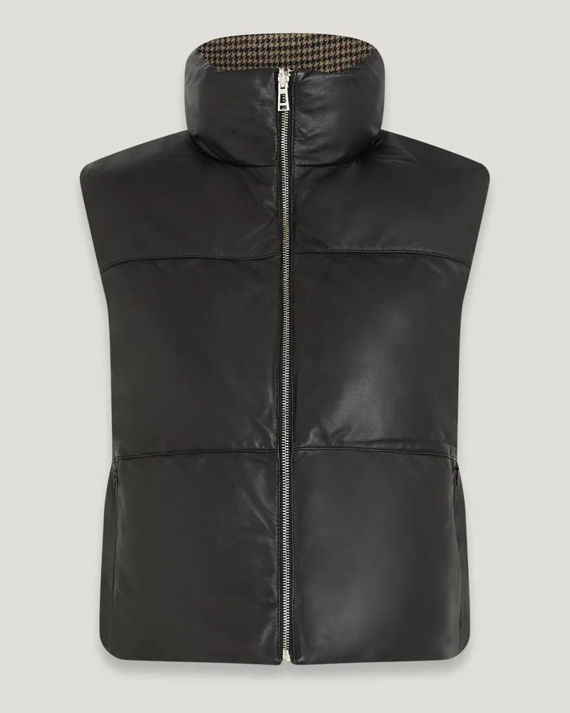 Belstaff Rhodium Steppweste für Damen Nappa Leather Schwarz Schwarz