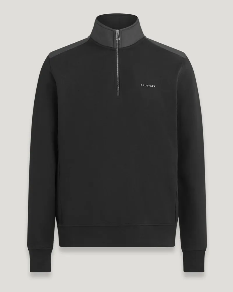 Belstaff Alloy Sweatshirt Mit Viertelreißverschluss für Herren Cotton Fleece Schwarz XL 