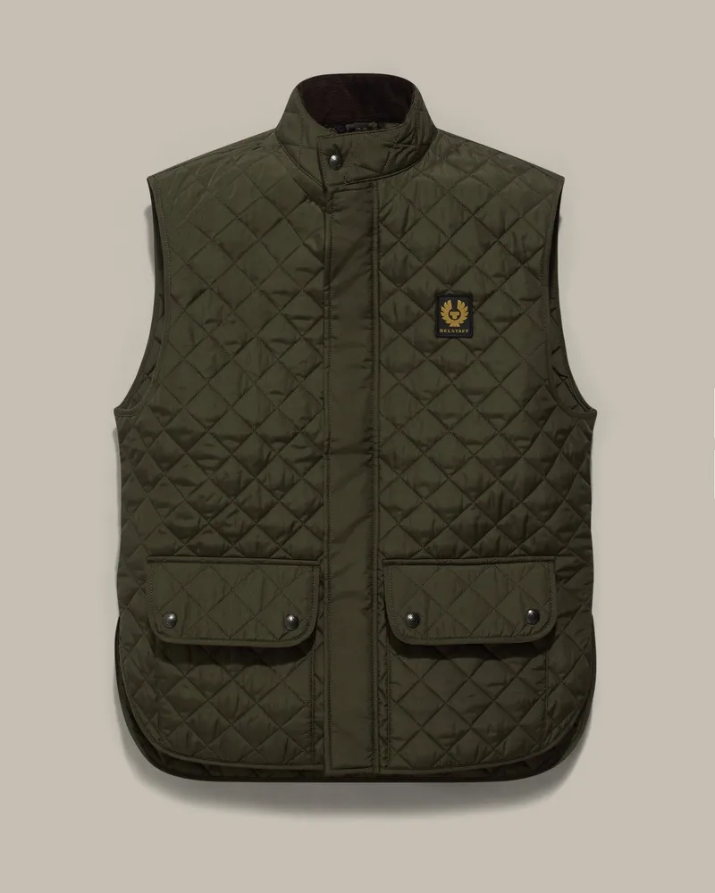 Belstaff Icon Steppweste für Herren Quilted Recycled Nylon Grün Verblasstes