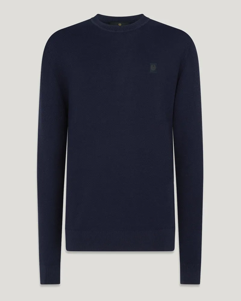 Belstaff Drift Rundhalspullover für Herren Cotton Silk Blend Dunkles Tintenblau Dunkles