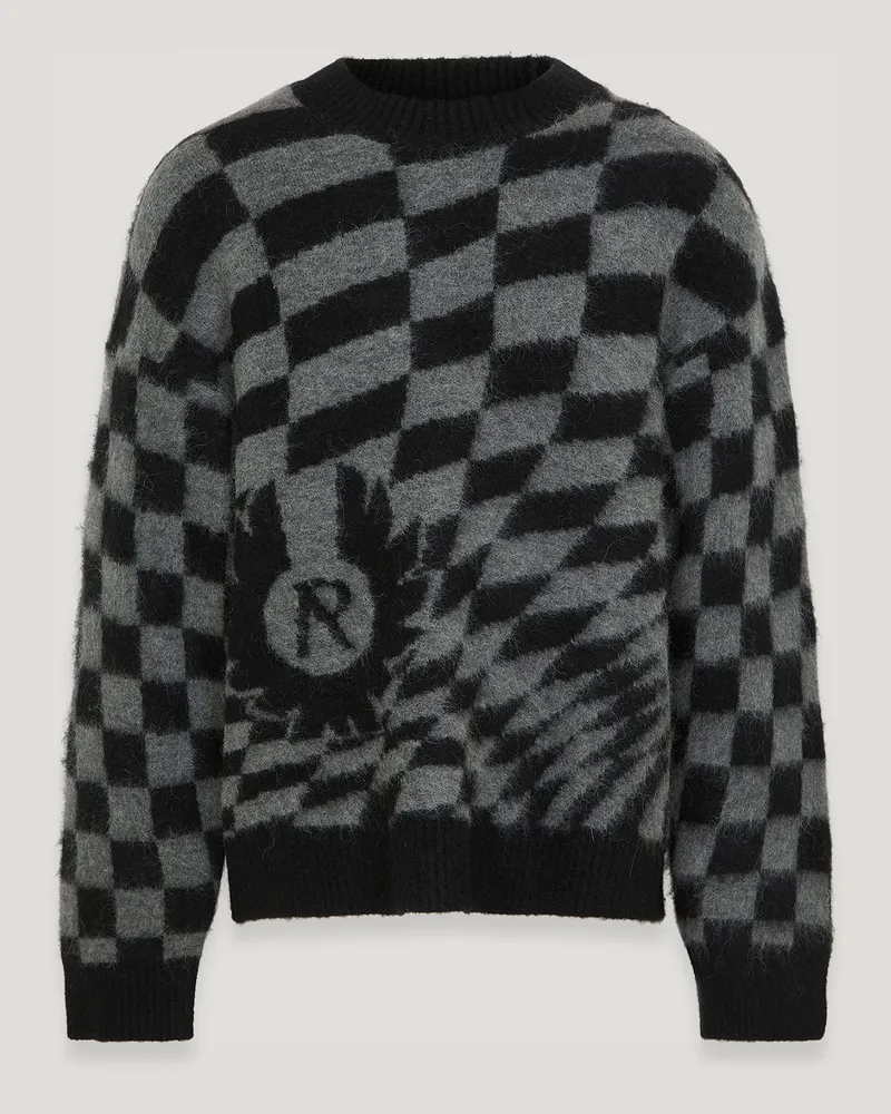 Belstaff X Represent Strickpullover Mit Schachbrettmuster für Herren Alpaca Wool Blend Schattengrau Schattengrau