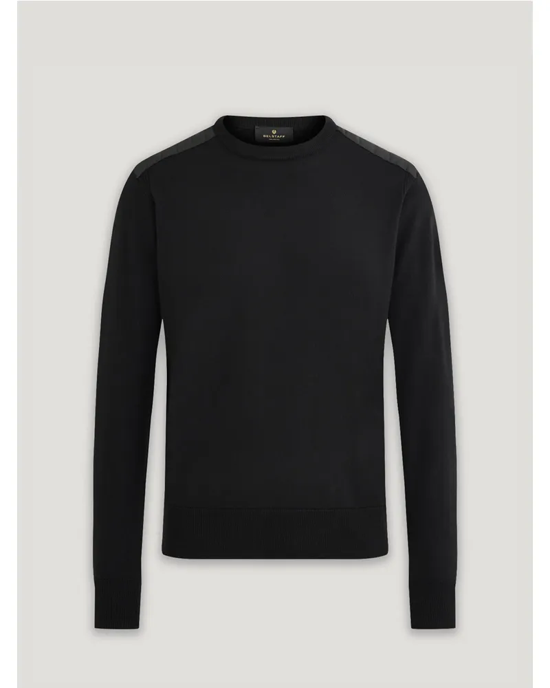 Belstaff Kerrigan Rundhalspullover für Herren Merino Wool Schwarz Schwarz