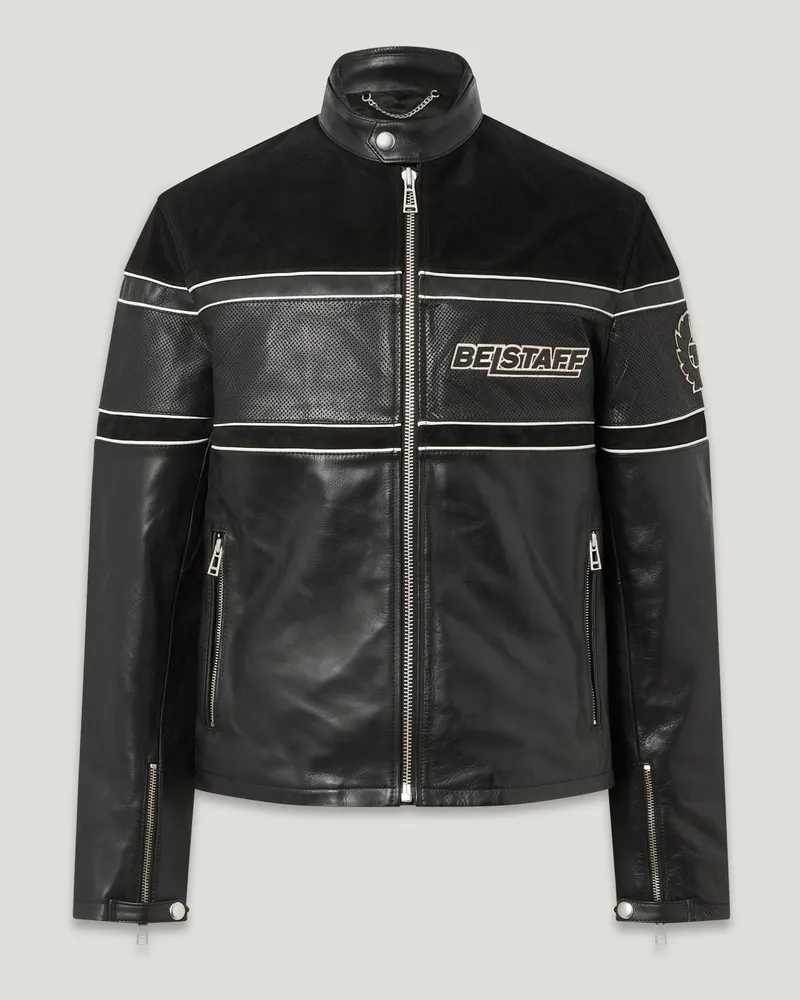 Belstaff Competition Speed Jacke Für Herren Calf Leather/calf Suede Schwarz Schwarz