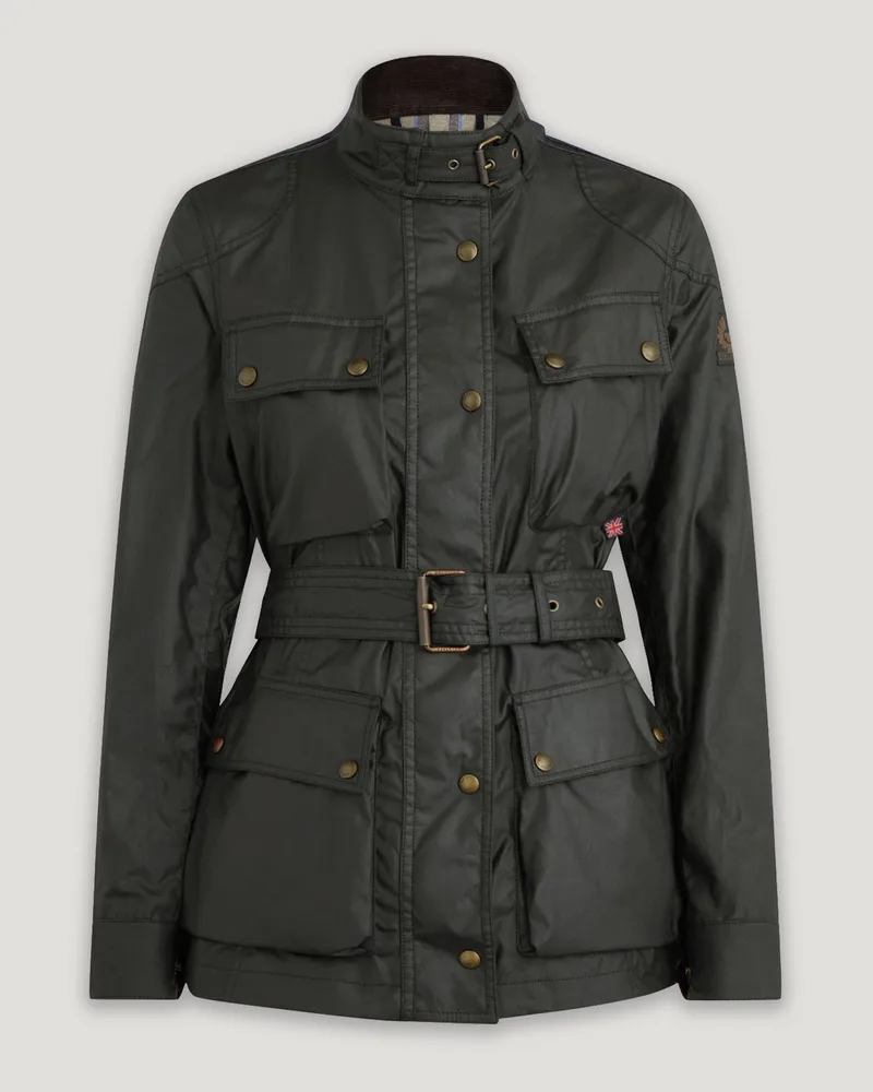 Belstaff Trialmaster Jacke für Damen Waxed Cotton Verblasstes Olivgrün Verblasstes