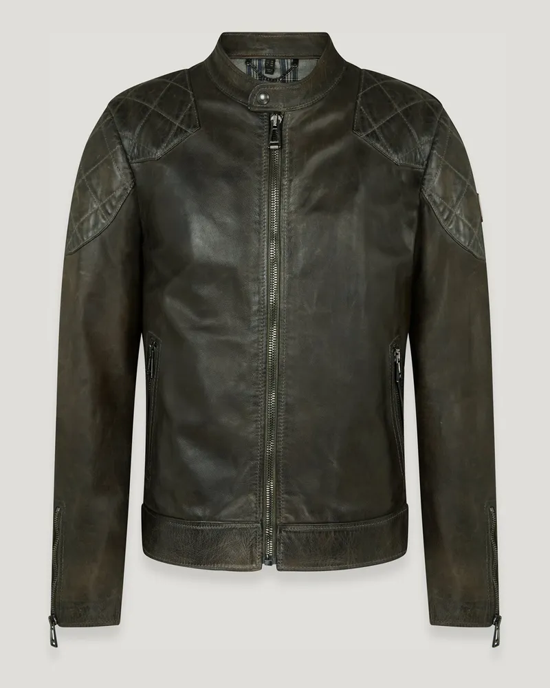 Belstaff Legacy Outlaw Jacke für Herren Hand Waxed Leather Dunkles Belstaff-Olivgrün Dunkles
