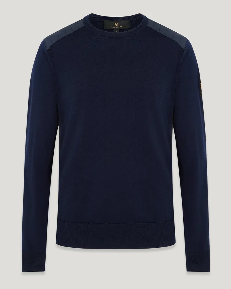 Belstaff Kerrigan Rundhalspullover für Herren Merino Wool Dunkles Dunkelblau S 