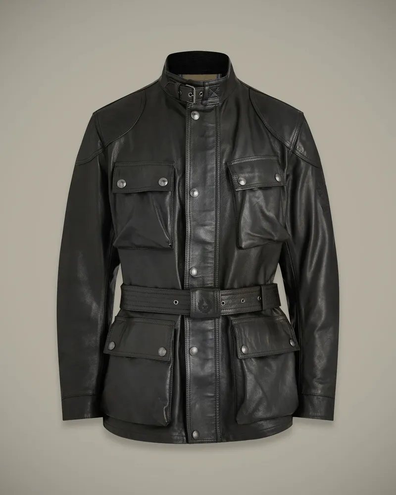Belstaff Trialmaster Ikonen Motorradjacke für Herren Hand Waxed Leather Antik-schwarz Antik-schwarz