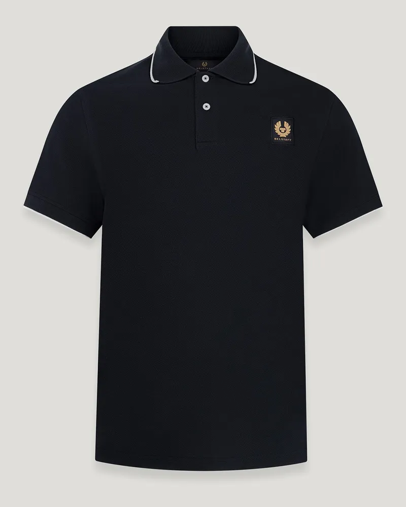 Belstaff Tipped Polohemd für Herren Cotton Pique Schwarz M 