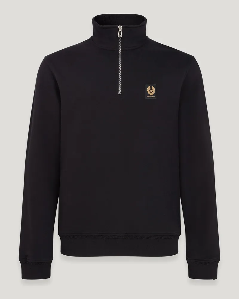 Belstaff Sweatshirt Mit Viertelreißverschluss für Herren Cotton Fleece Schwarz 2XL 