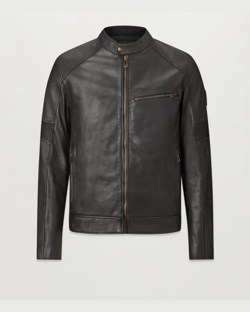 Belstaff Vanguard Jacke für Herren Washed Leather Schwarz 2XL 